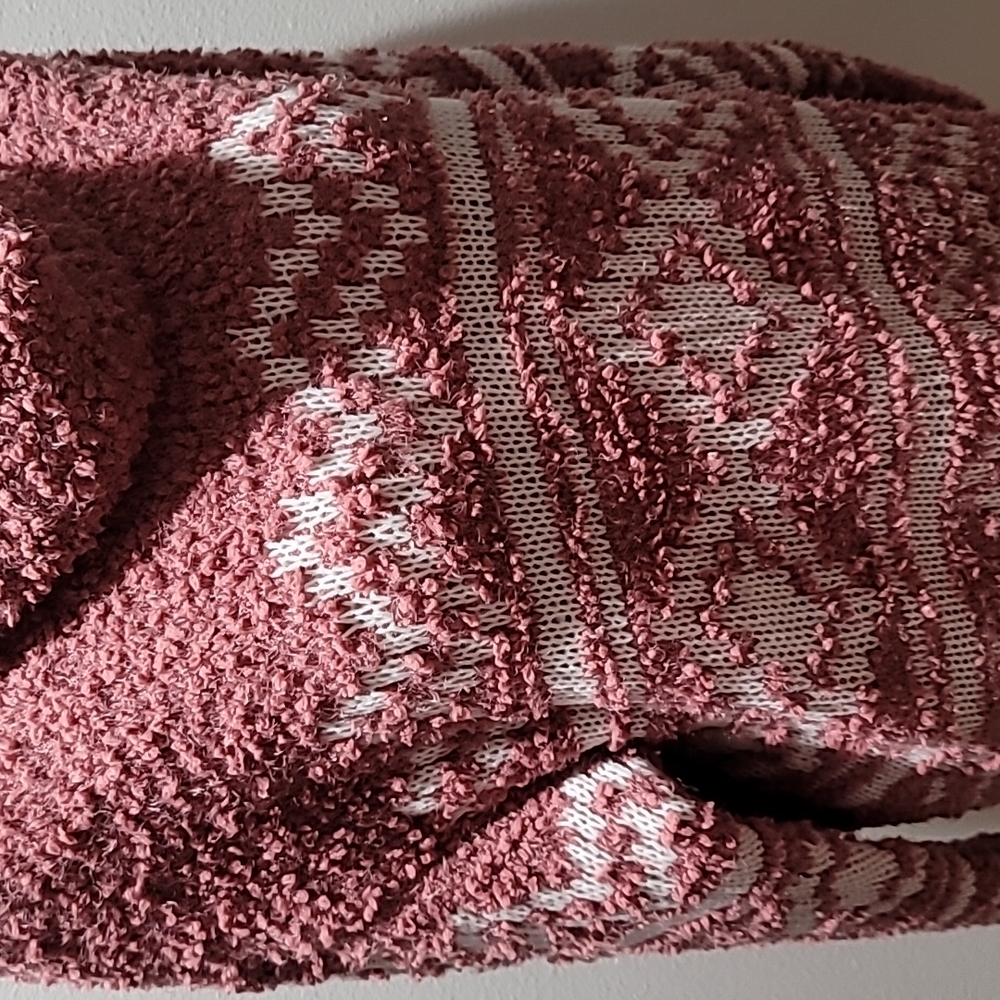 SONOMA XXL Mauve Cowlneck Long Sleeve Fair Isle Sherpa Comfy Cozy Sweater Top - Picture 5 of 13